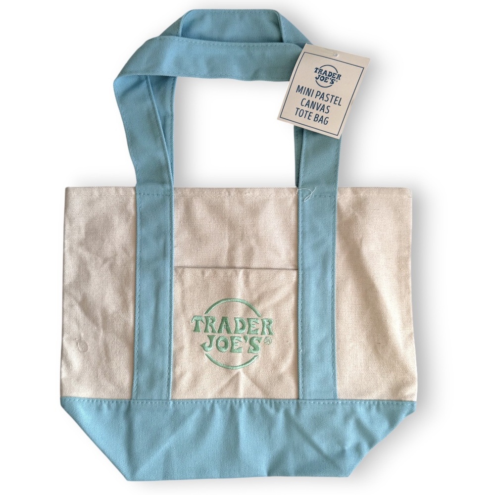 Trader Joe’s Mini Pastel Canvas Tote Bag – Blue